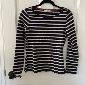 Boden Navy and Ivory Breton Shirt